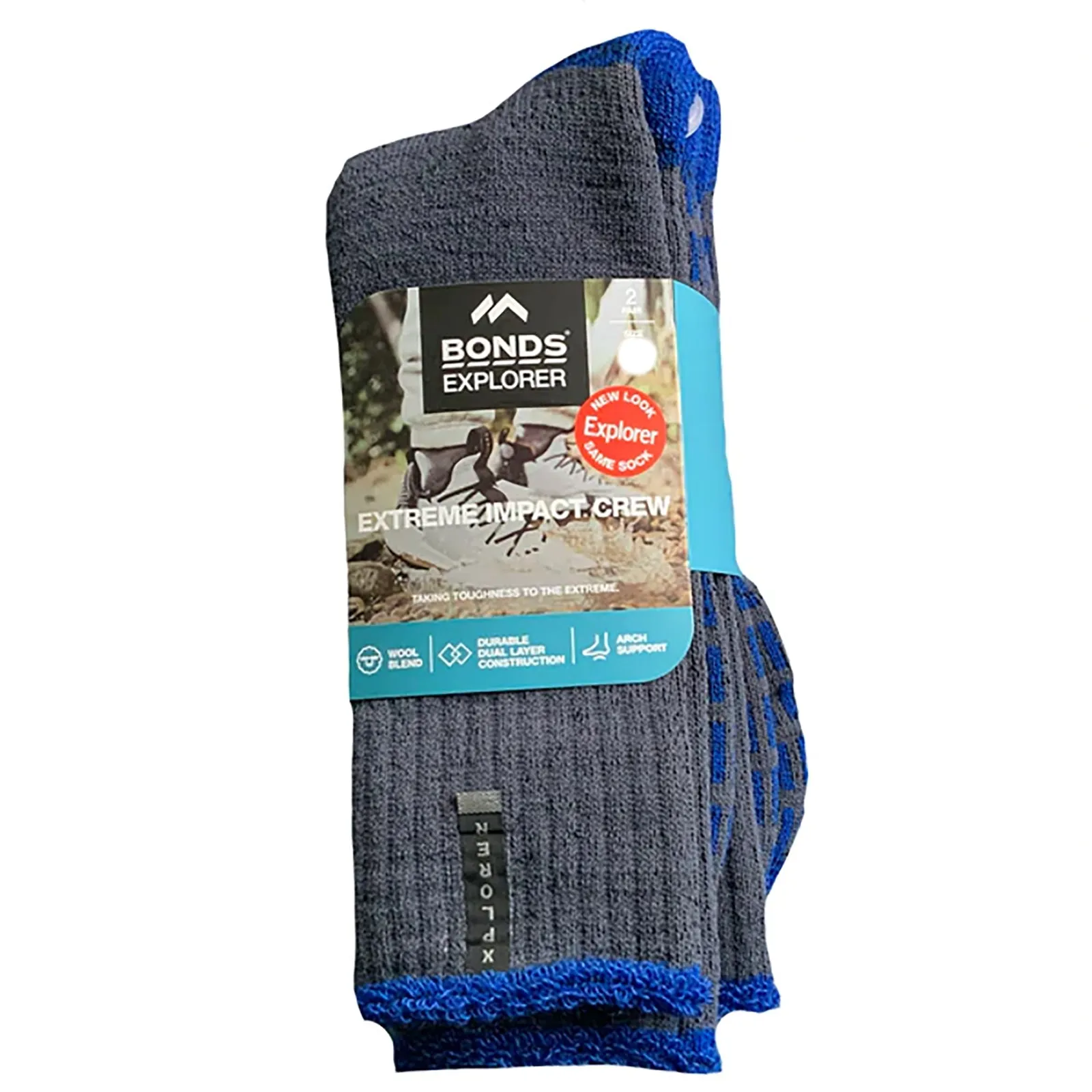 3 Pair Bonds Explorer Extreme Impact Crew Mens Work Thick Wool Socks SZSC2W Bulk Navy