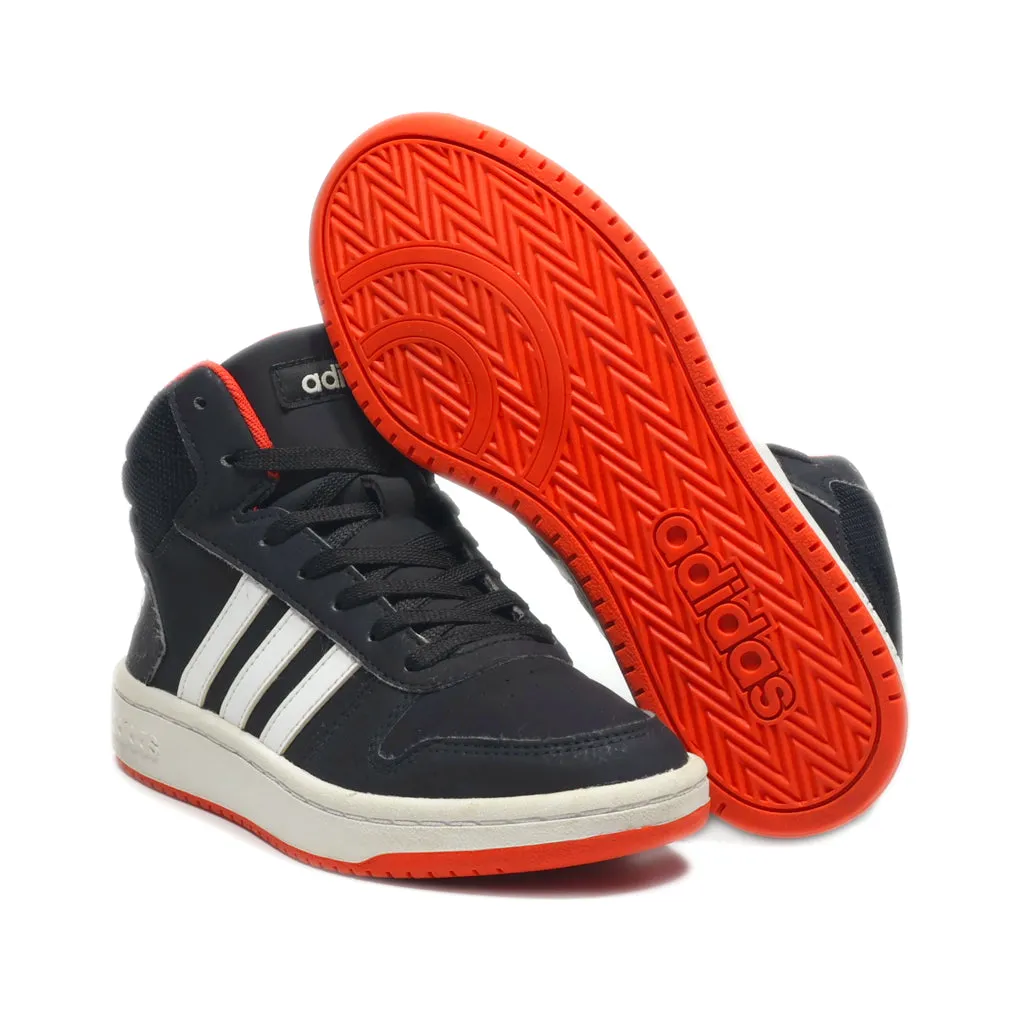 Adidas Hoops Mid Sneakers Leather Black Colour For Kids
