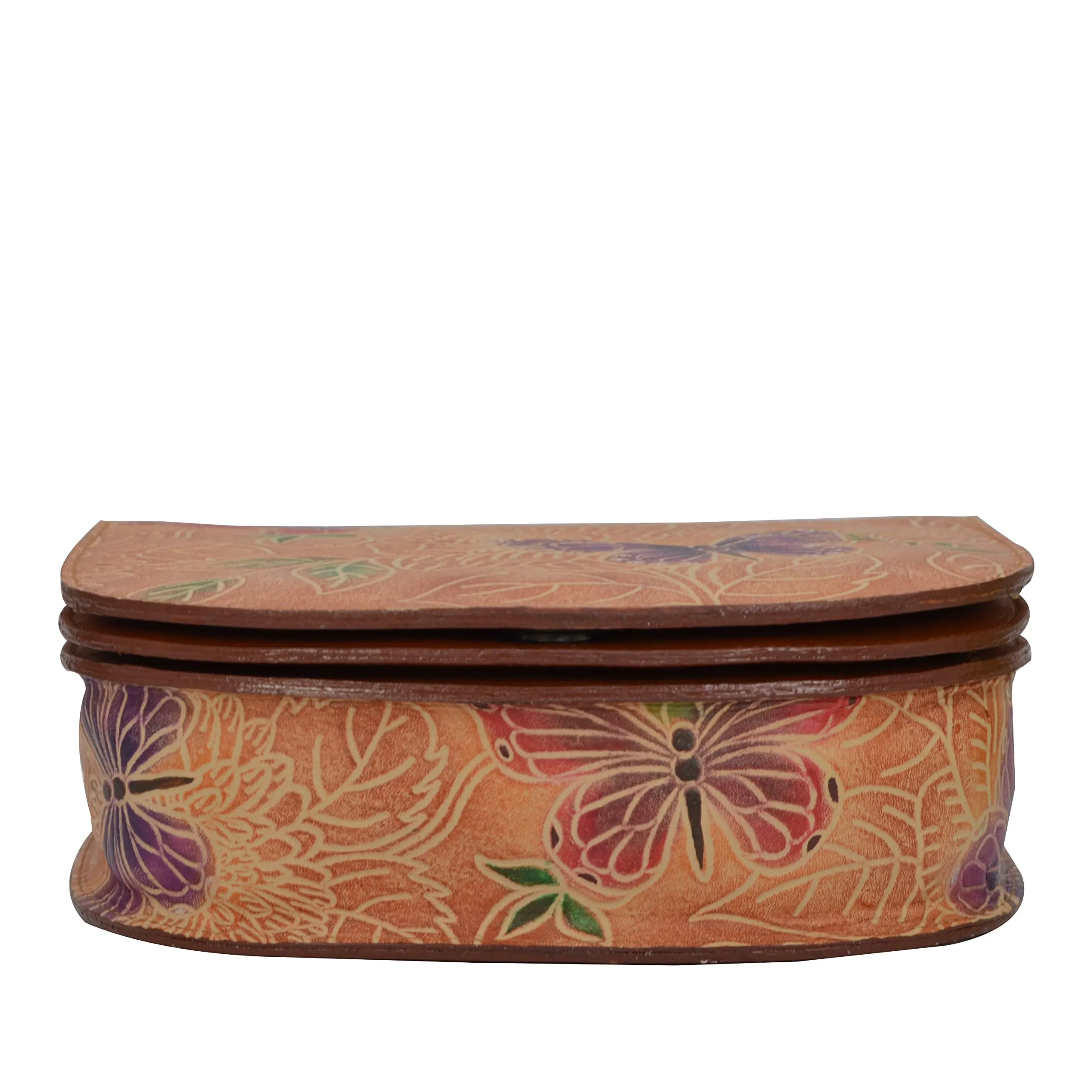 Anuschka Women's Genuine Vegetable Tanned Leather Small Flap Crossbody - Tooled Butterfly Multi