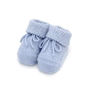 Baby Shoes in Cross Knit - Light Blue