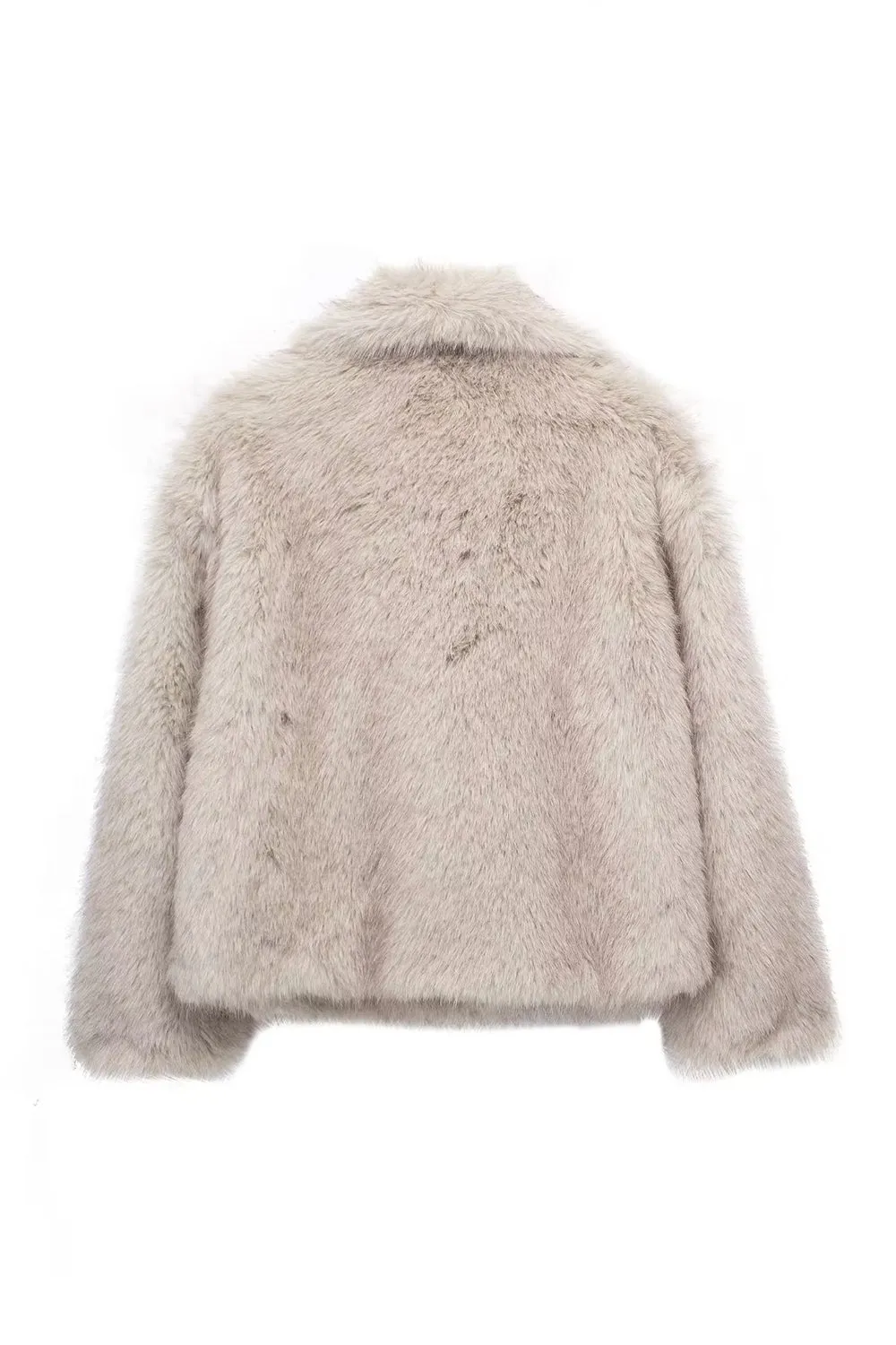 Black Shawl Lapel Short Fitted Women Faux Fur Coat