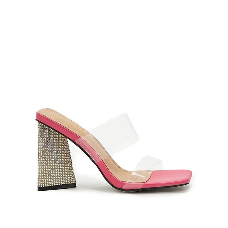 Clear Chunky Heel Sandals
