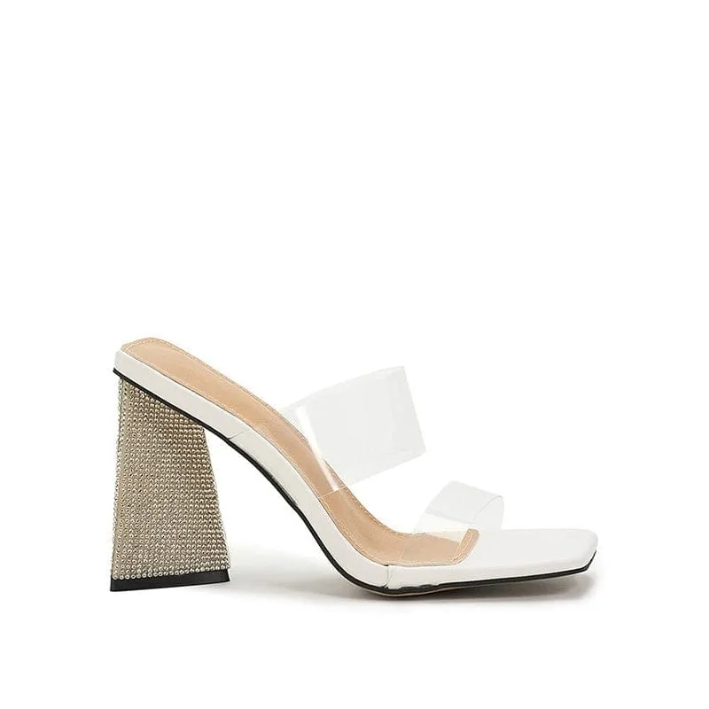 Clear Chunky Heel Sandals
