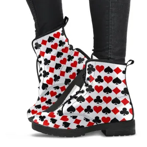 Combat Boots - Aces | White Boots Women, Boho Shoes, Handmade Lace Up Boots, Vegan Leather Lace Up Boots, 90s Boots, Custom Shoes