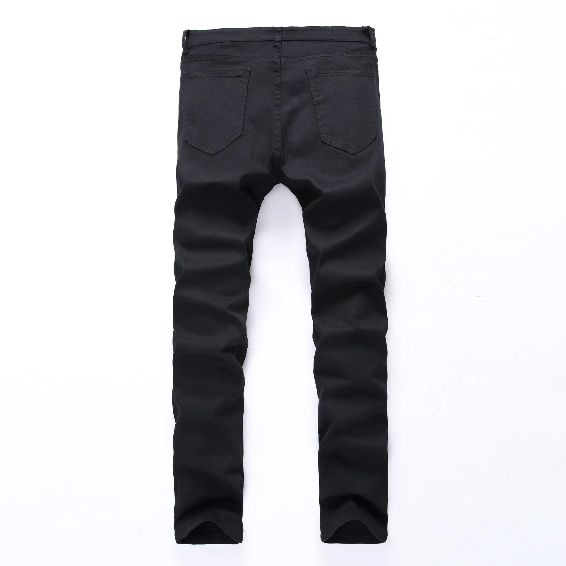 Elasticity Skinny Pencil Pants Mid Waisted Jeans Men's Ripped Jeans