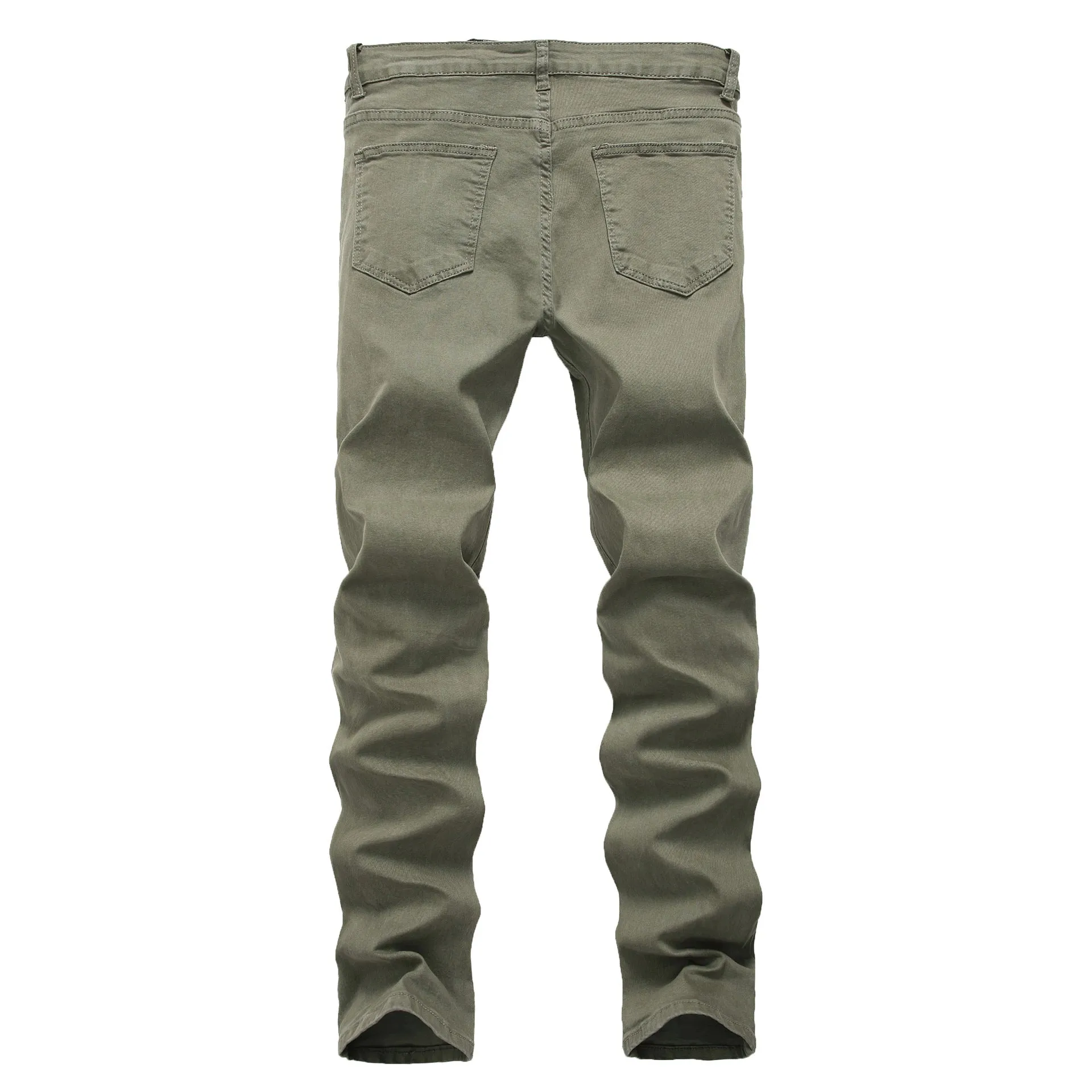 Elasticity Skinny Pencil Pants Mid Waisted Jeans Men's Ripped Jeans