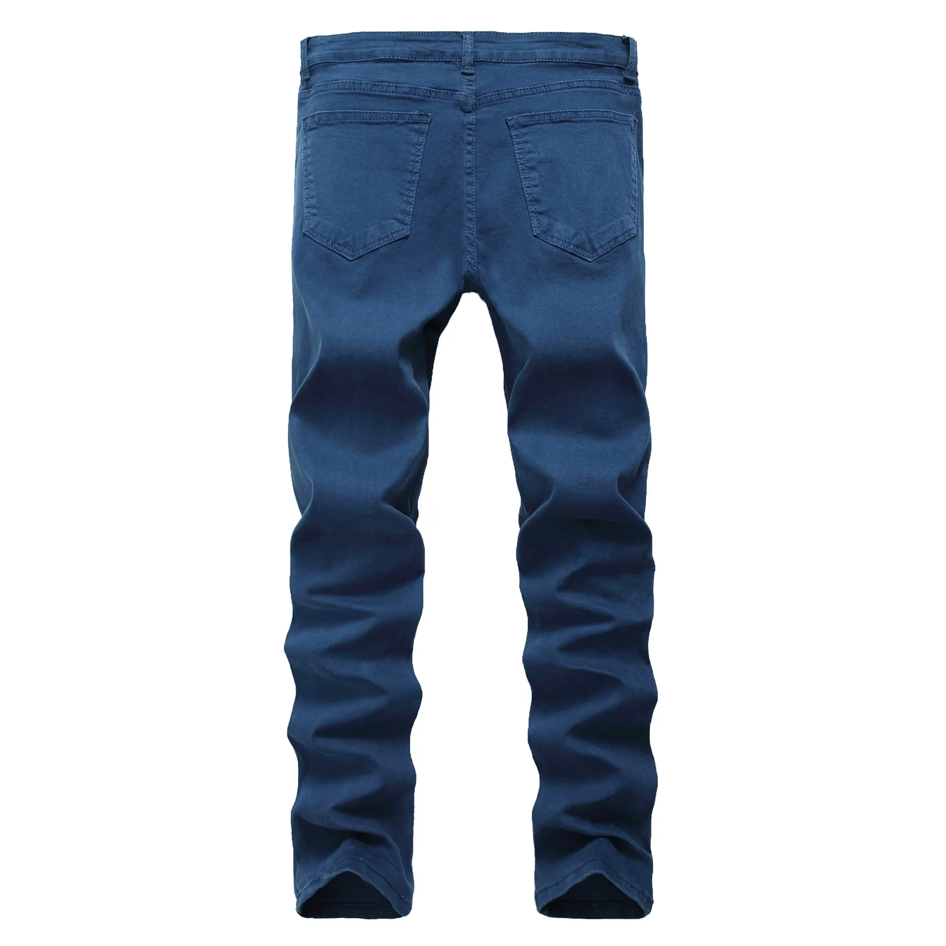 Elasticity Skinny Pencil Pants Mid Waisted Jeans Men's Ripped Jeans