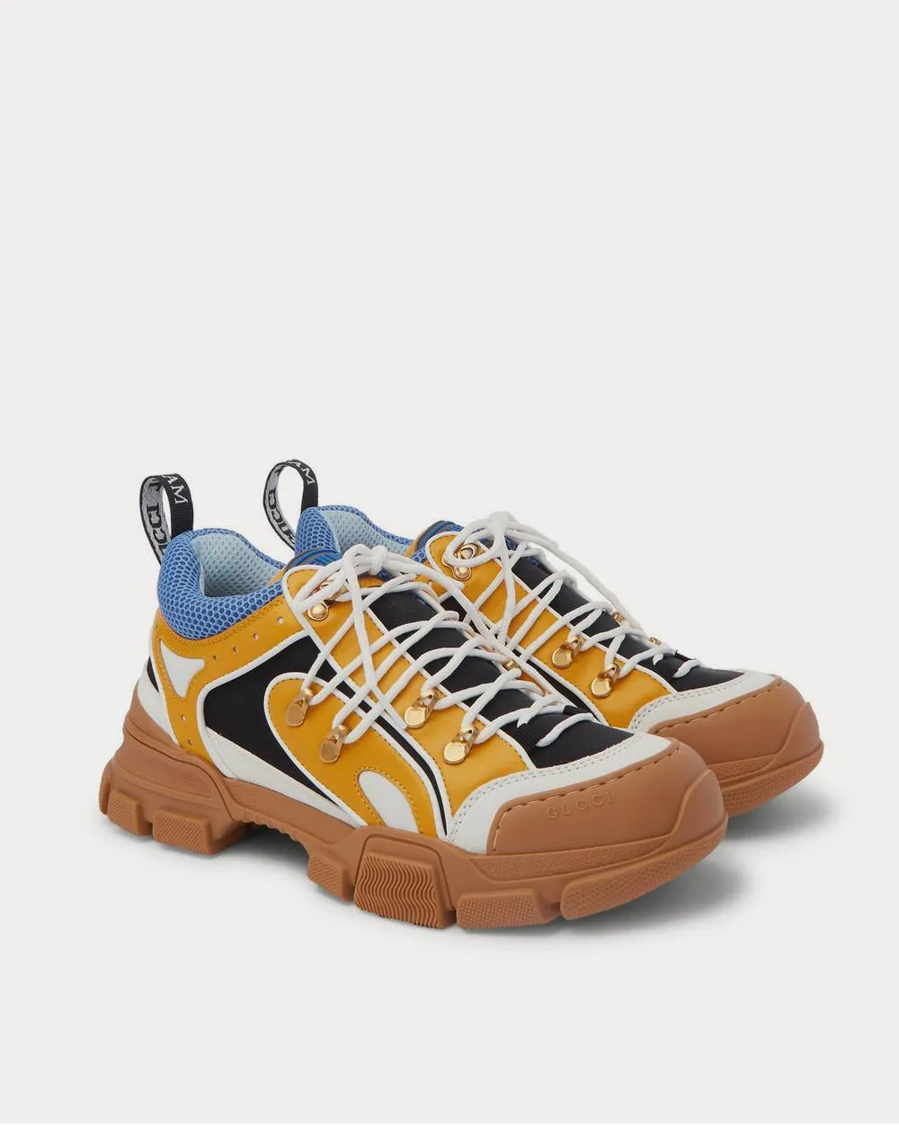 Flashtrek Rubber, Leather, Mesh and Suede  Yellow low top sneakers