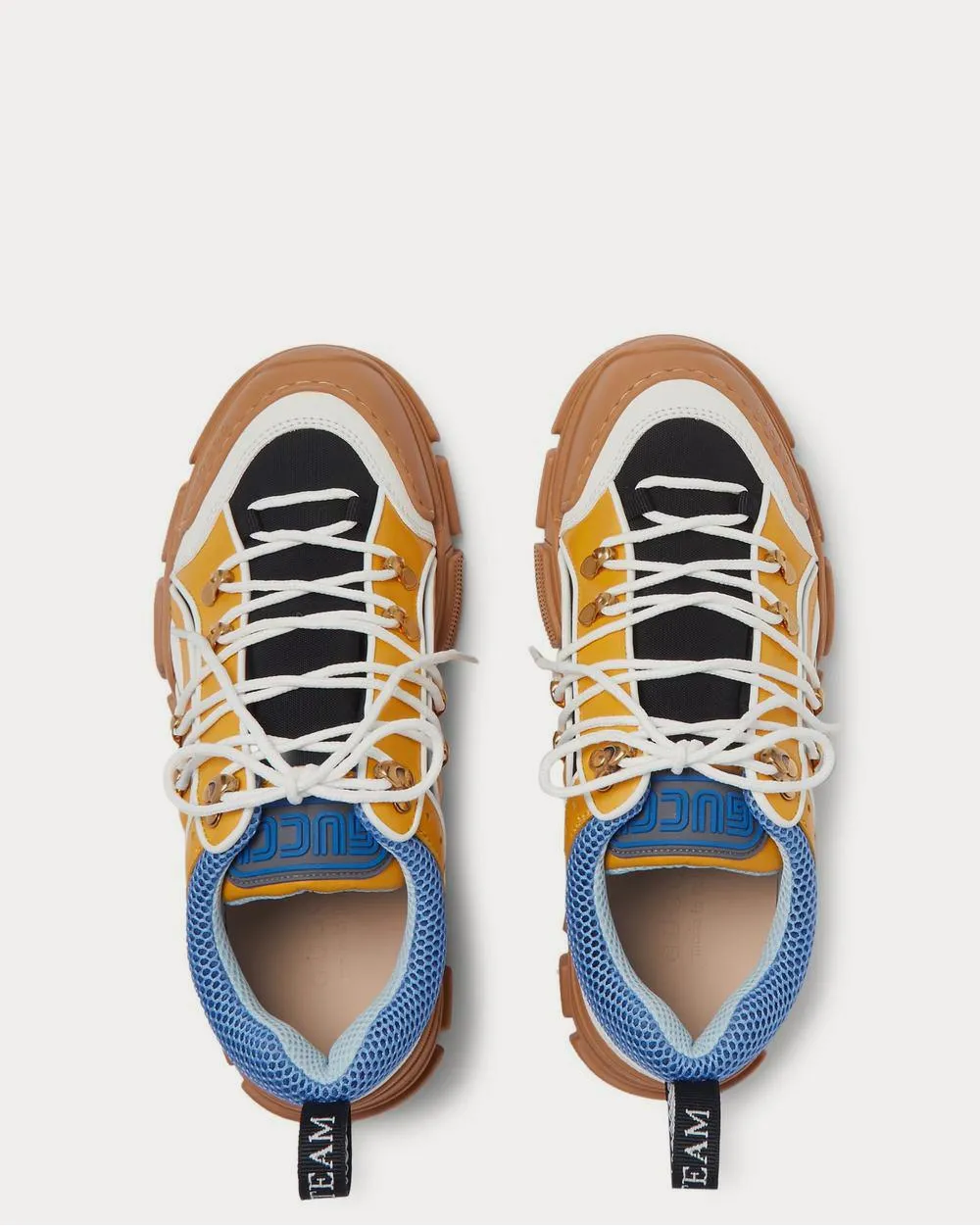 Flashtrek Rubber, Leather, Mesh and Suede  Yellow low top sneakers