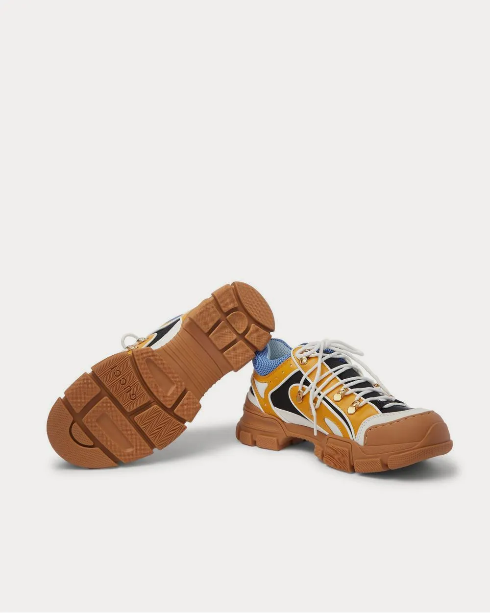 Flashtrek Rubber, Leather, Mesh and Suede  Yellow low top sneakers
