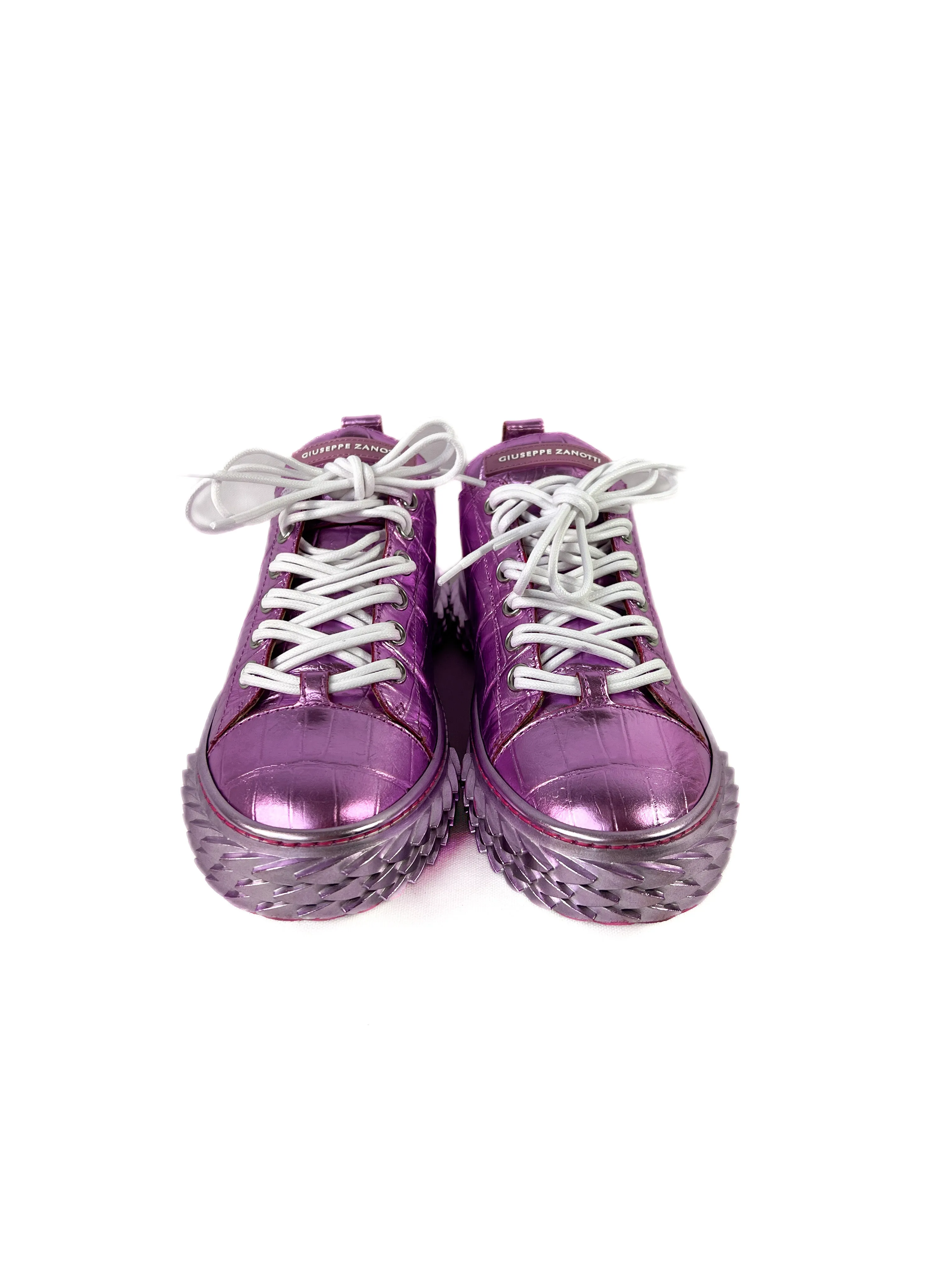 Giuseppe Zanotti purple metallic embossed sneakers size 39