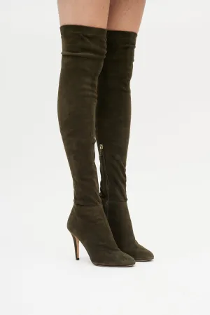 Green Suede Knee High Boot