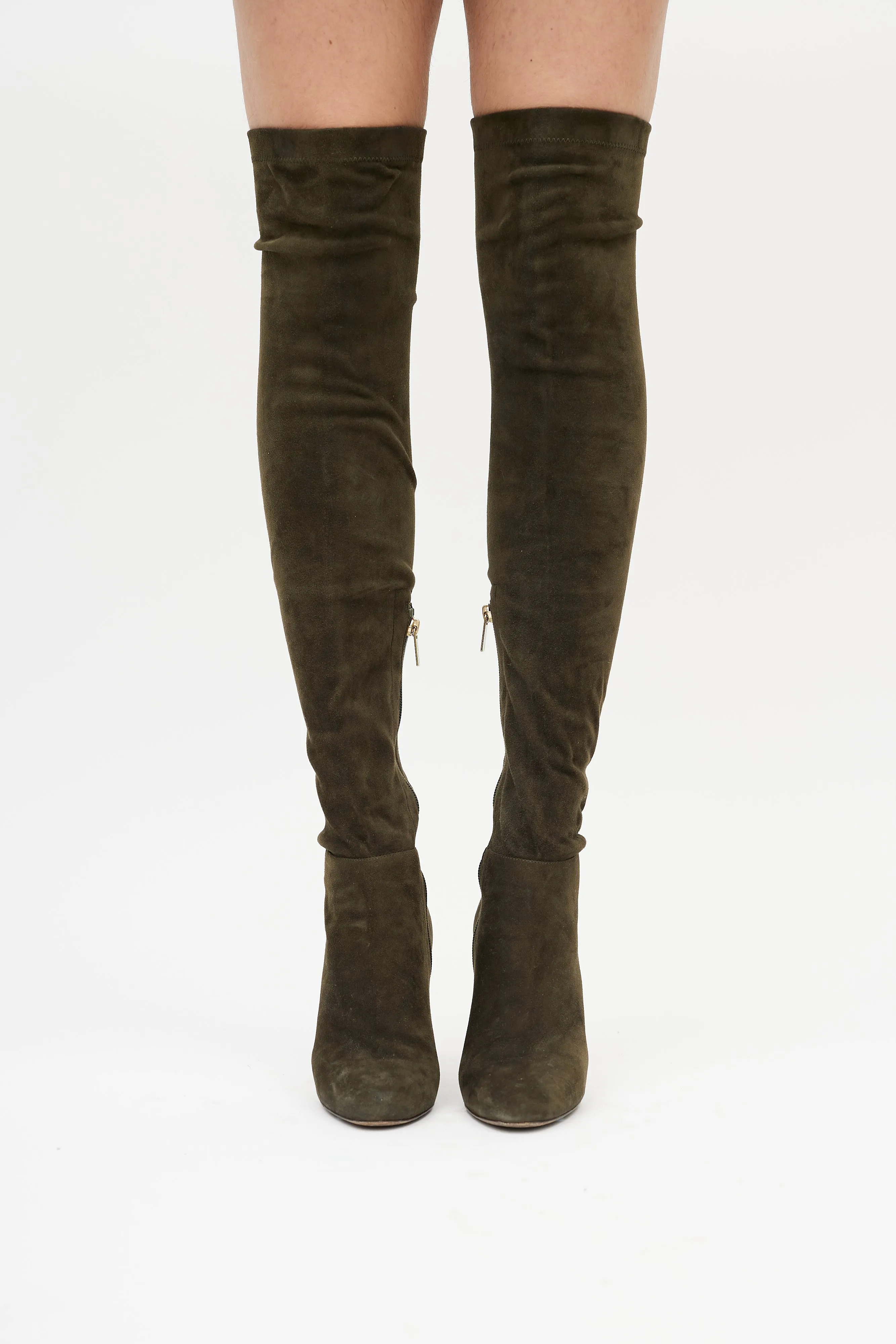 Green Suede Knee High Boot