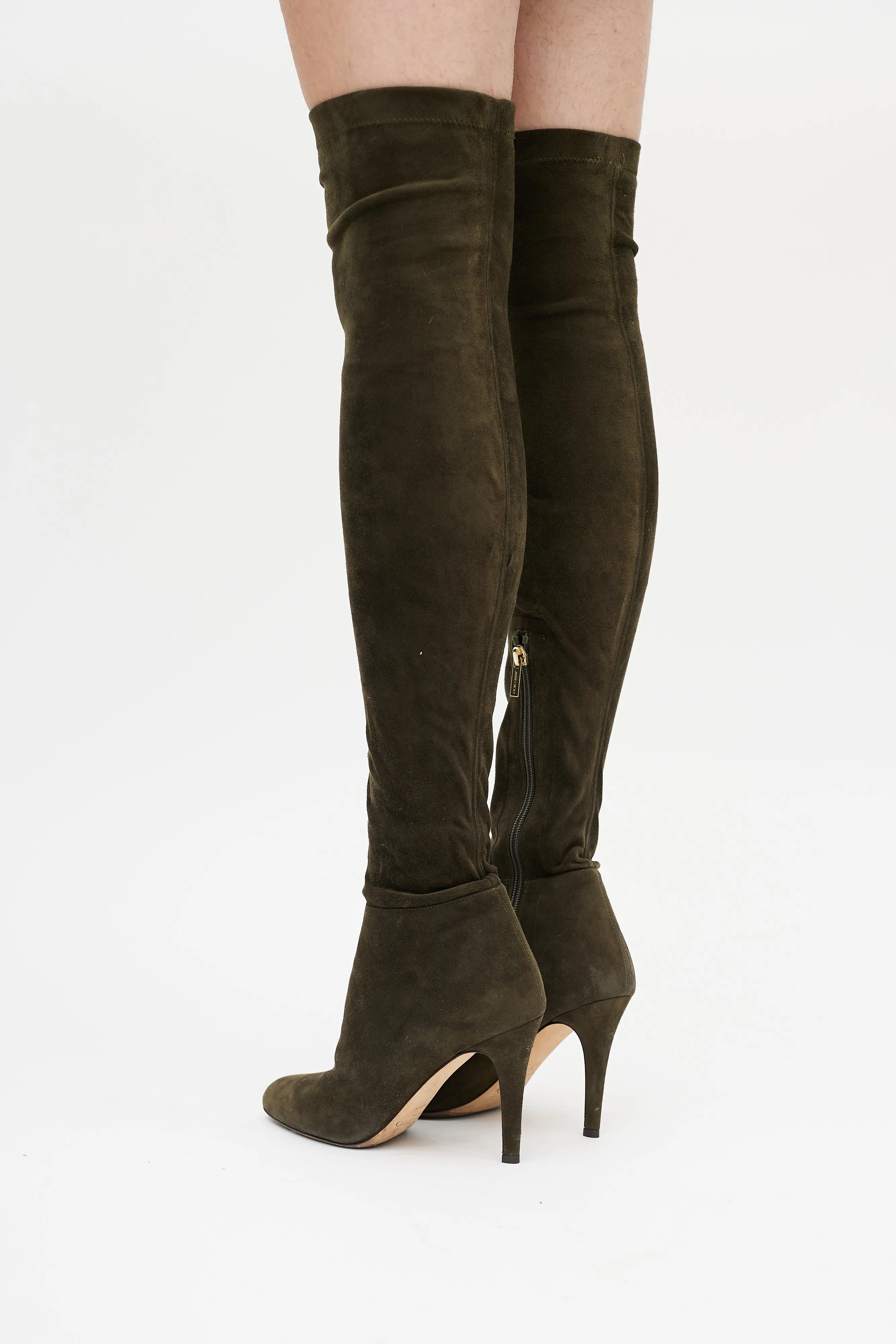 Green Suede Knee High Boot
