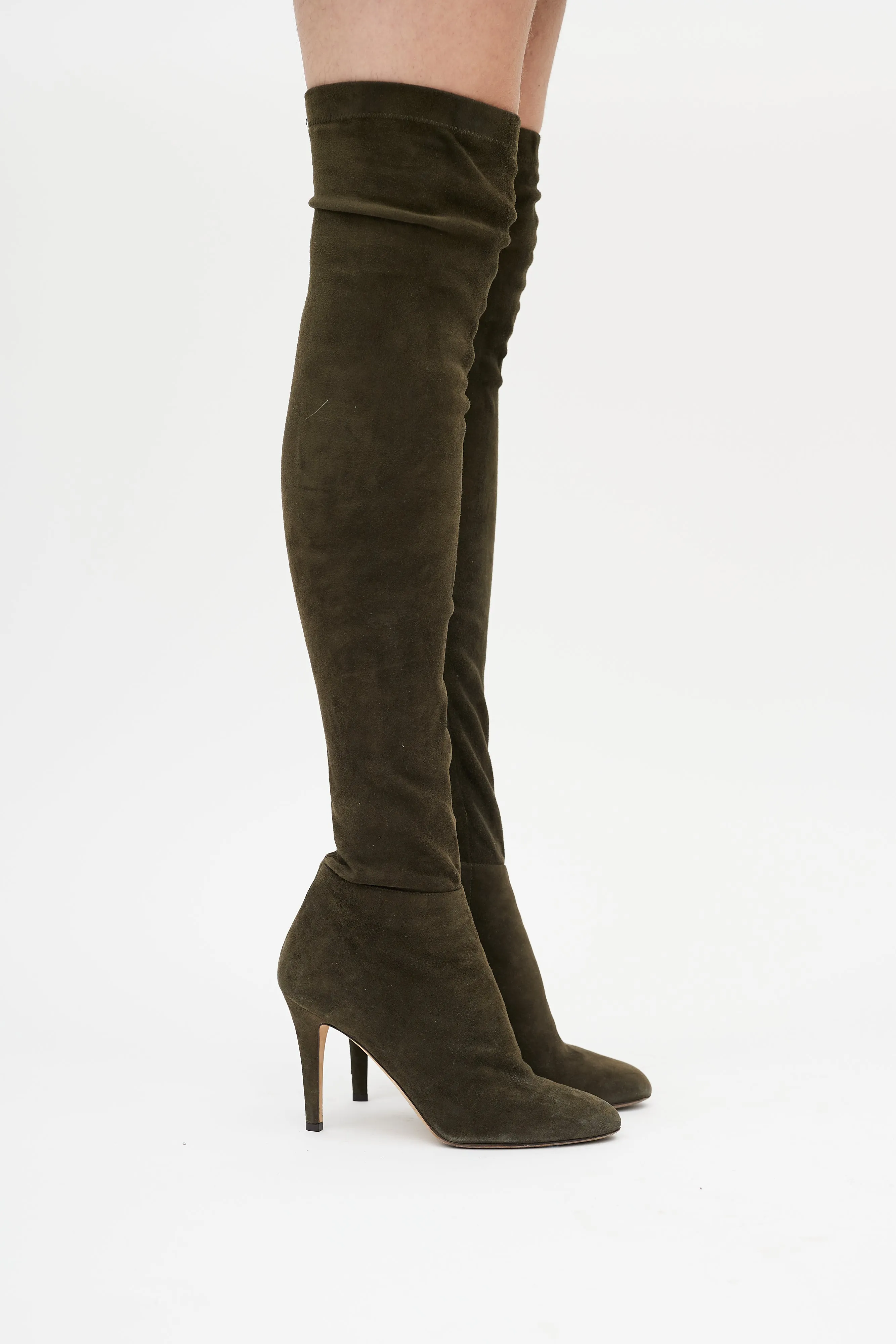 Green Suede Knee High Boot