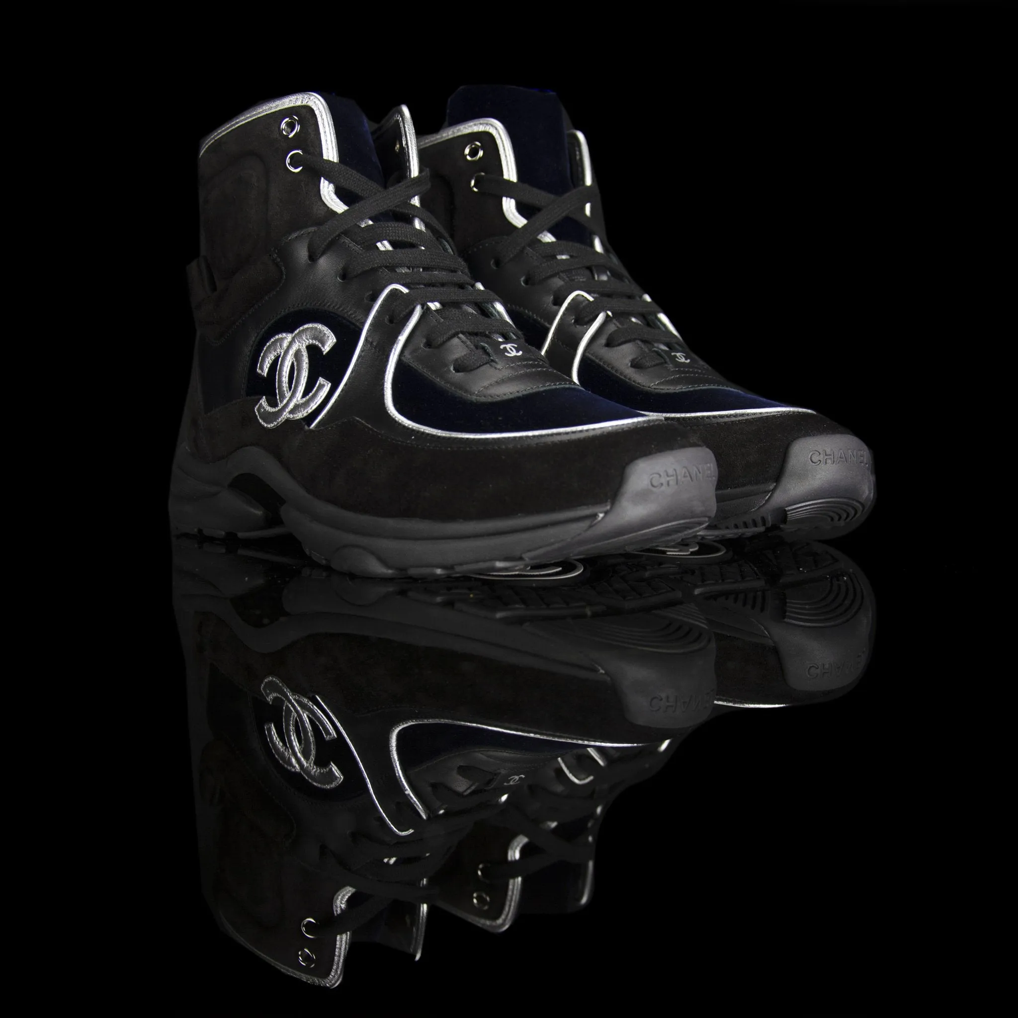High Top Sneakers CC Leather Suede Velour