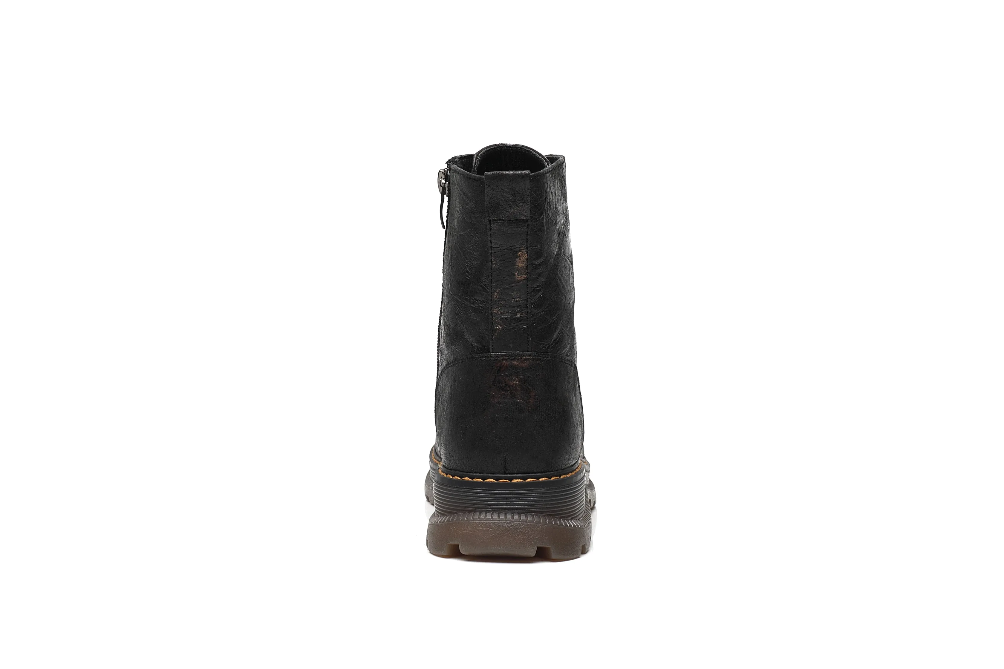 IVACHY Ladies Combat boots- Chunky - Womens Lace up ankle boots- Zip up Closure- Metalic- VEGAN- Warm Lining A2501