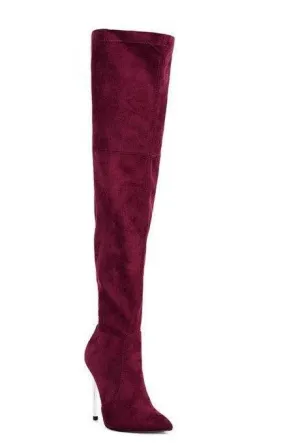 Jaynetts Stretch Suede Micro High Knee Boots