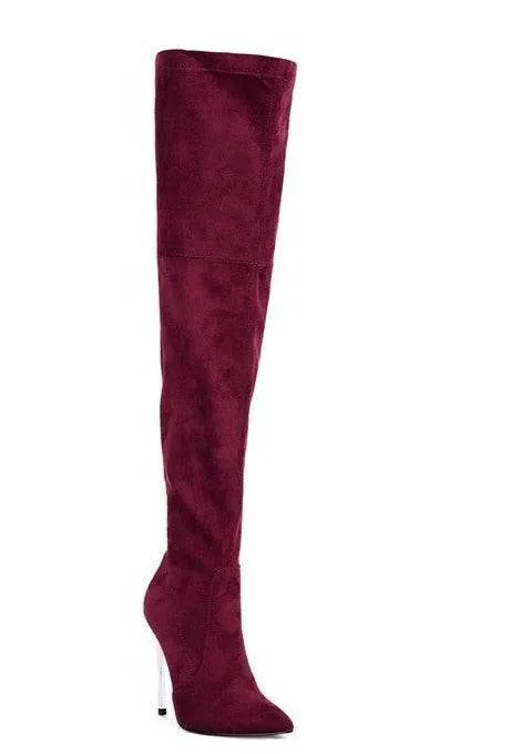 Jaynetts Stretch Suede Micro High Knee Boots