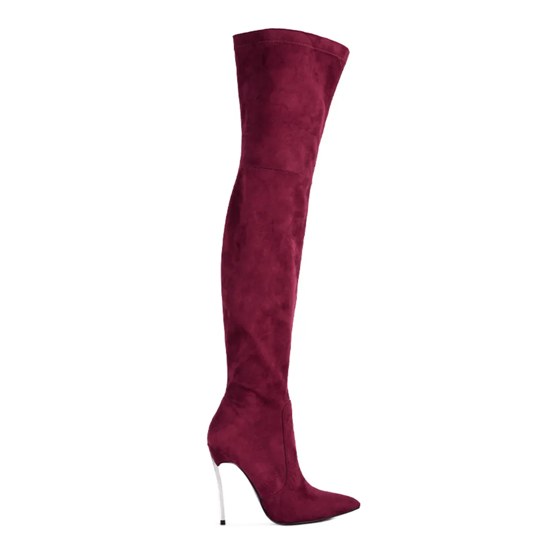 Jaynetts Stretch Suede Micro High Knee Boots