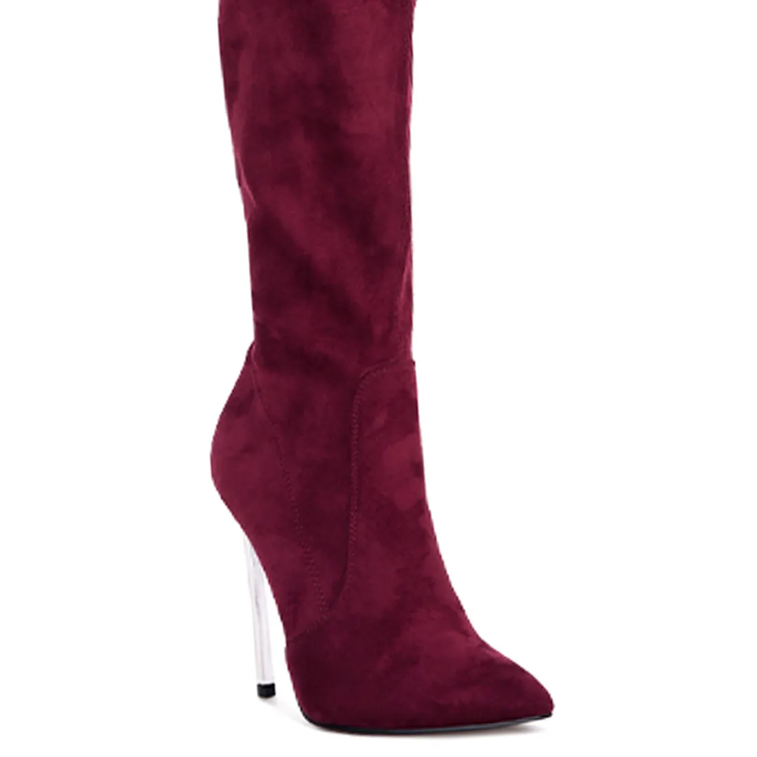 Jaynetts Stretch Suede Micro High Knee Boots