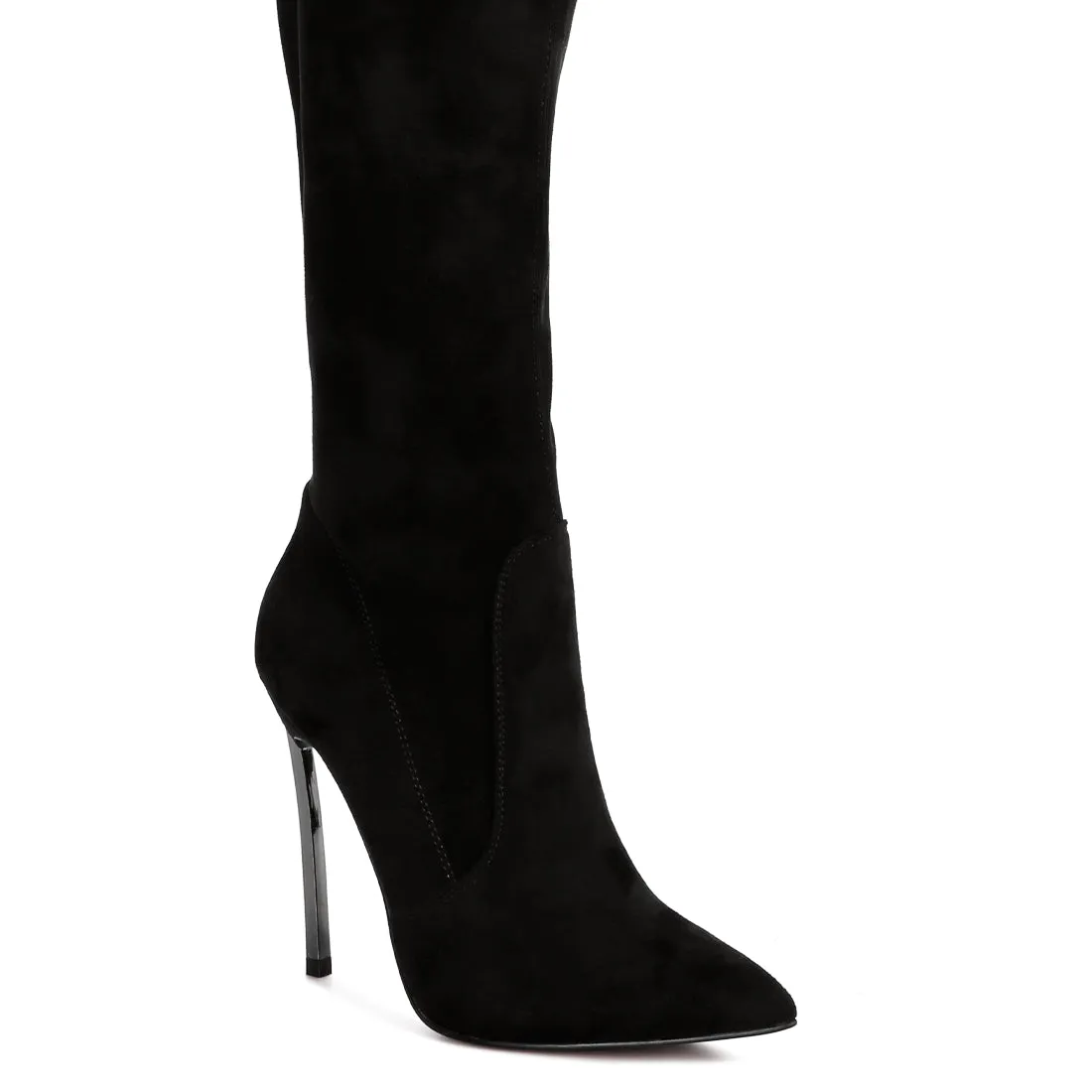 Jaynetts Stretch Suede Micro High Knee Boots
