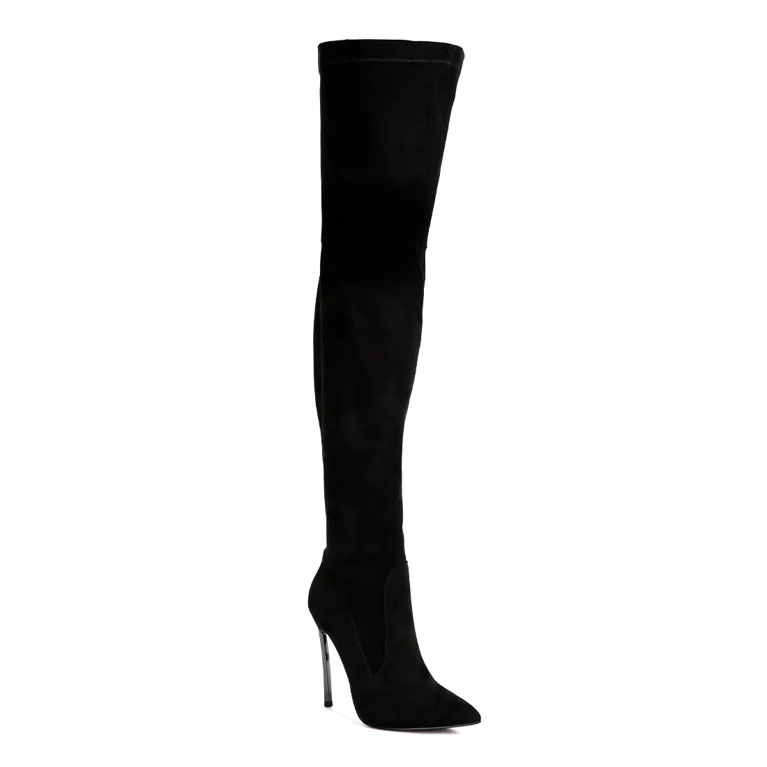 Jaynetts Stretch Suede Micro High Knee Boots