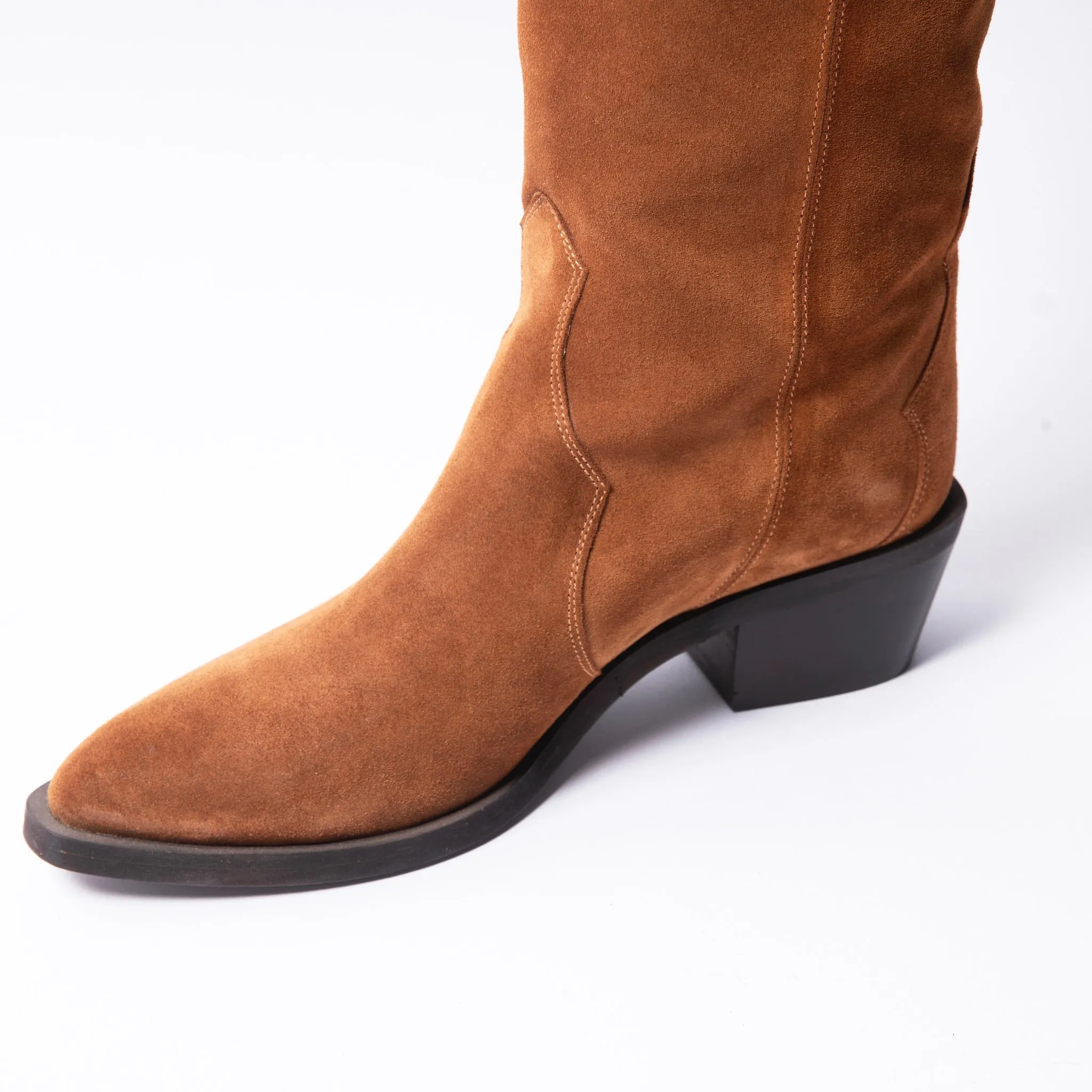 Knee High Cowboy Boots Black Suede