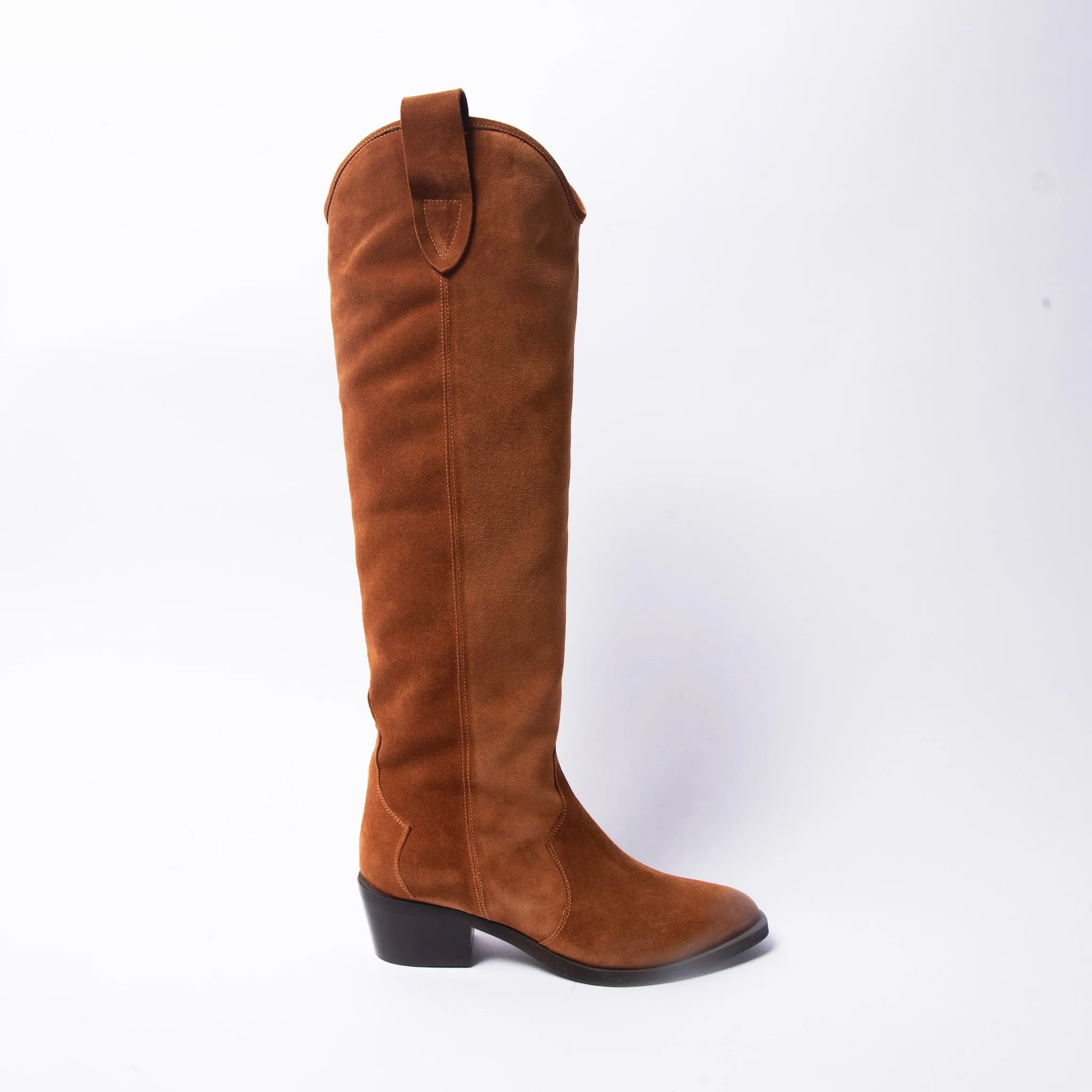 Knee High Cowboy Boots Black Suede