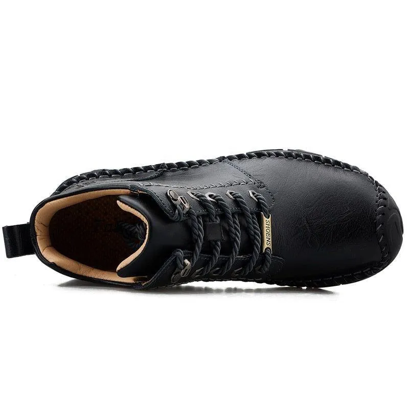 Leather Motorcycle Ankle Boots Men's Casual Shoes JOS1025