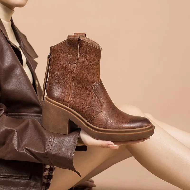 Leather Western Boots Handmade Cowboy Boots Designer Shoes Back Zip Brown/Black/Green