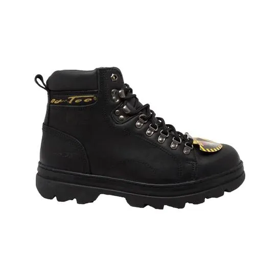 Men's 6" Black Steel Toe Hiker Leather Boots