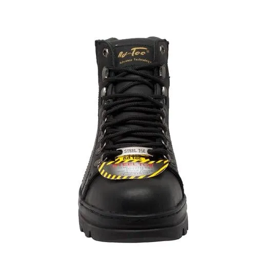 Men's 6" Black Steel Toe Hiker Leather Boots
