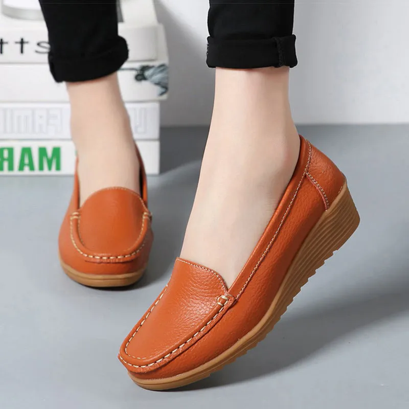 Nanccy Women Flats Spring Summer Genuine Leather Casual Loafers