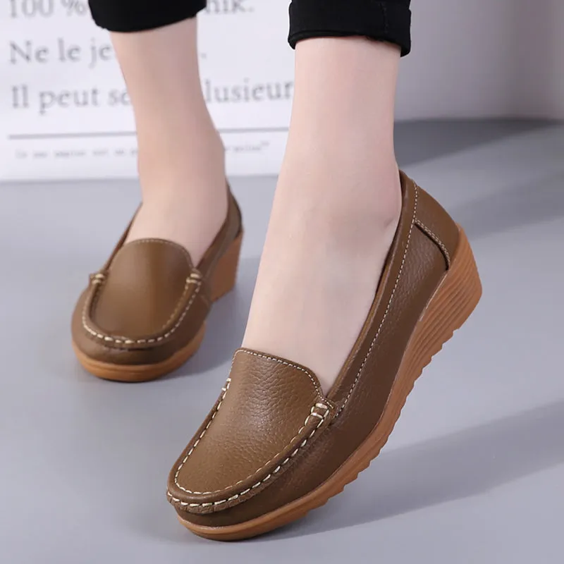 Nanccy Women Flats Spring Summer Genuine Leather Casual Loafers