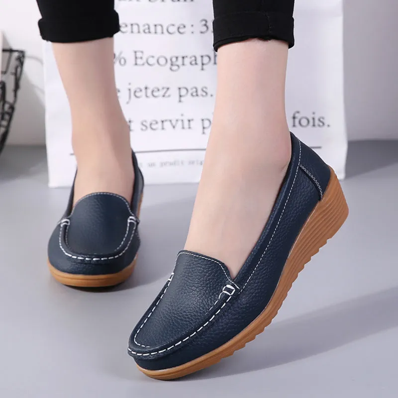 Nanccy Women Flats Spring Summer Genuine Leather Casual Loafers