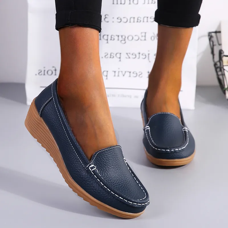 Nanccy Women Flats Spring Summer Genuine Leather Casual Loafers