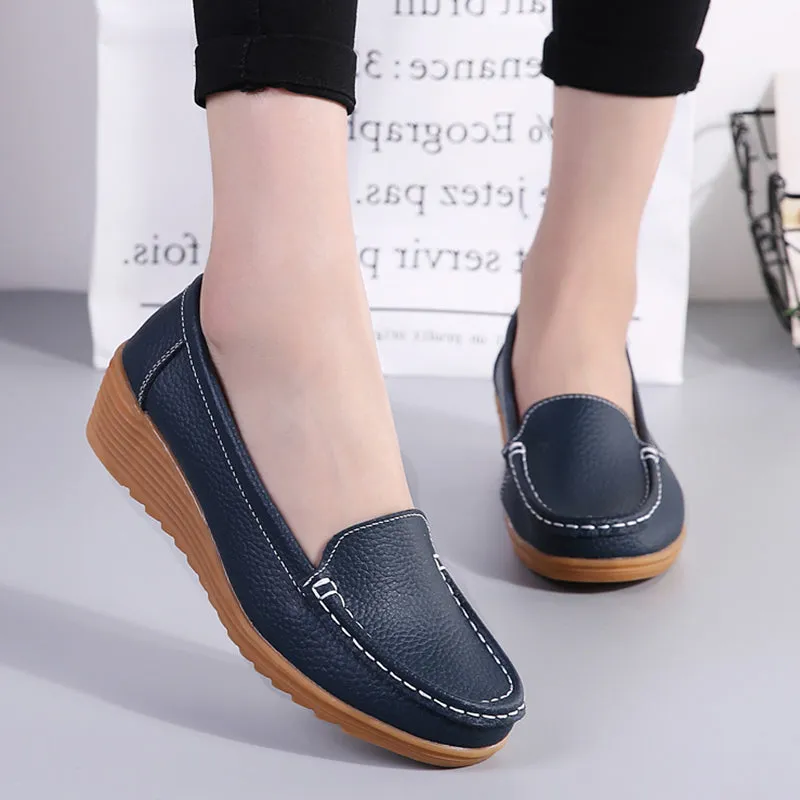 Nanccy Women Flats Spring Summer Genuine Leather Casual Loafers