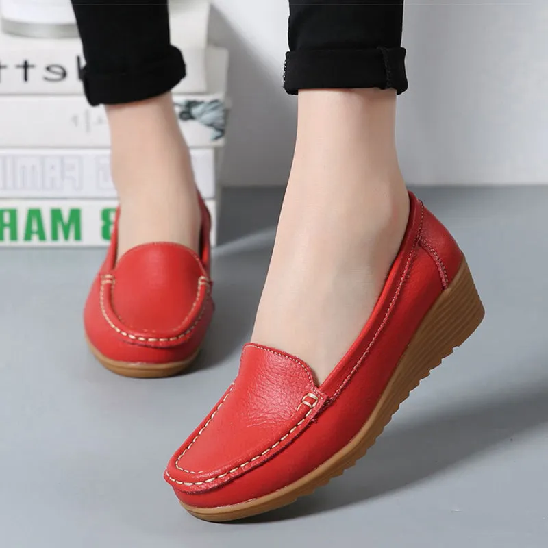 Nanccy Women Flats Spring Summer Genuine Leather Casual Loafers