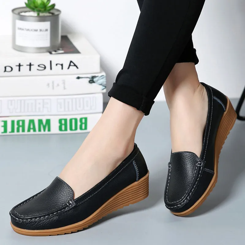 Nanccy Women Flats Spring Summer Genuine Leather Casual Loafers