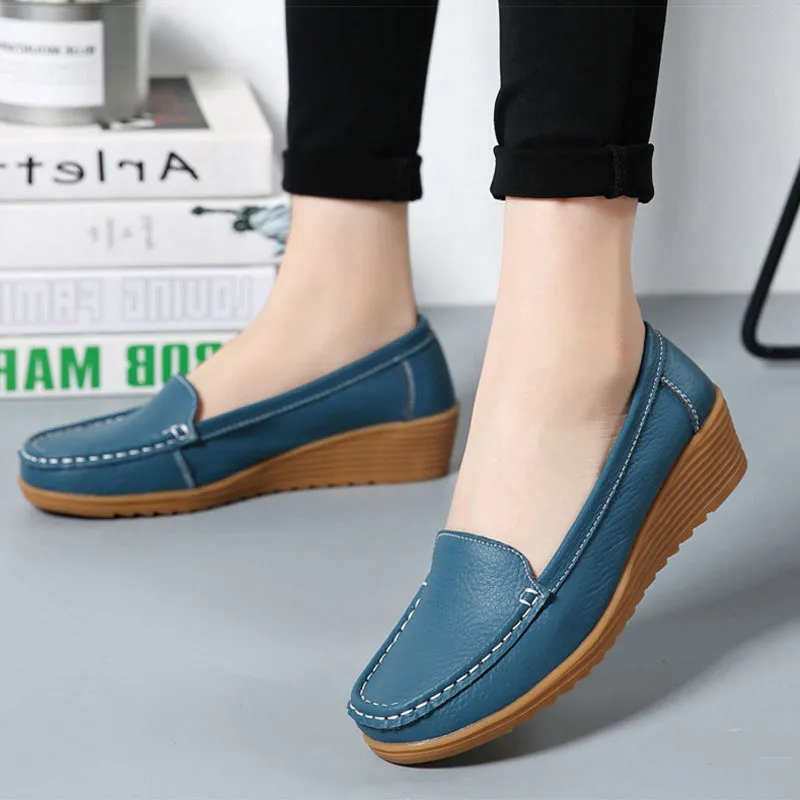 Nanccy Women Flats Spring Summer Genuine Leather Casual Loafers