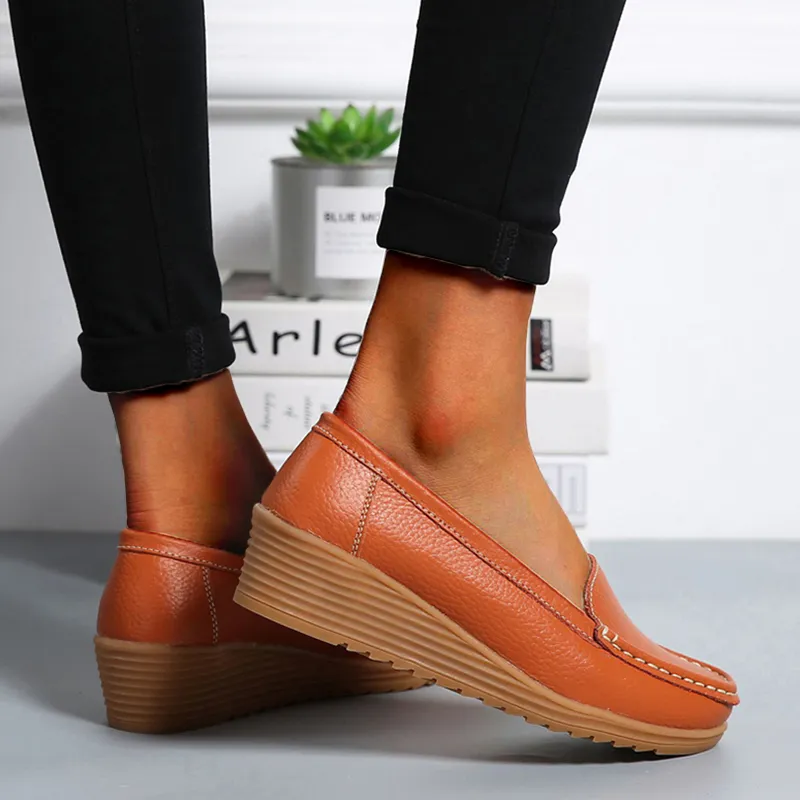 Nanccy Women Flats Spring Summer Genuine Leather Casual Loafers
