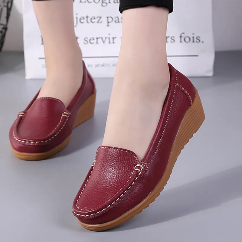 Nanccy Women Flats Spring Summer Genuine Leather Casual Loafers