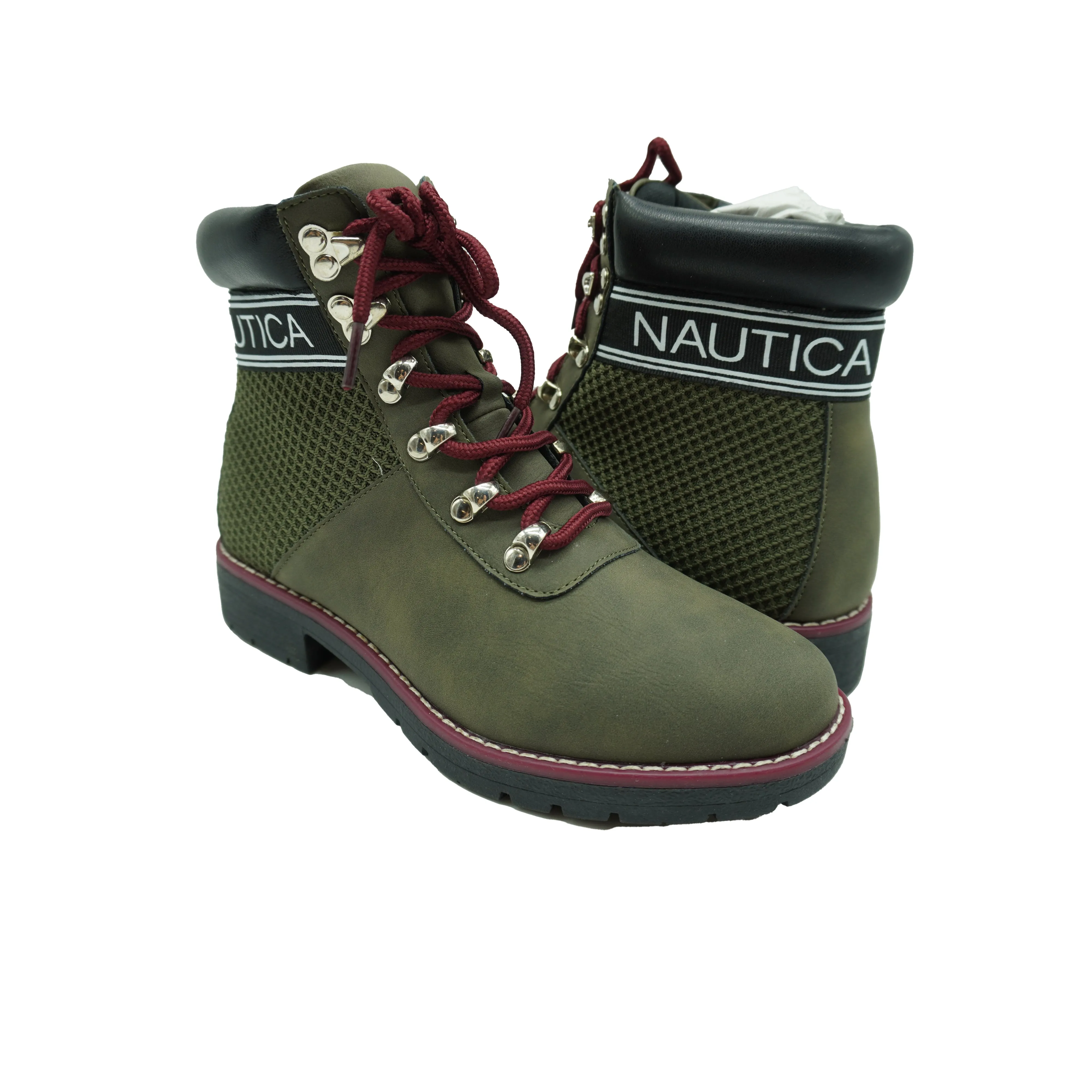 Nautica Women's Padded Collar Hiking Ankle Boots Olive Green Black Size 6