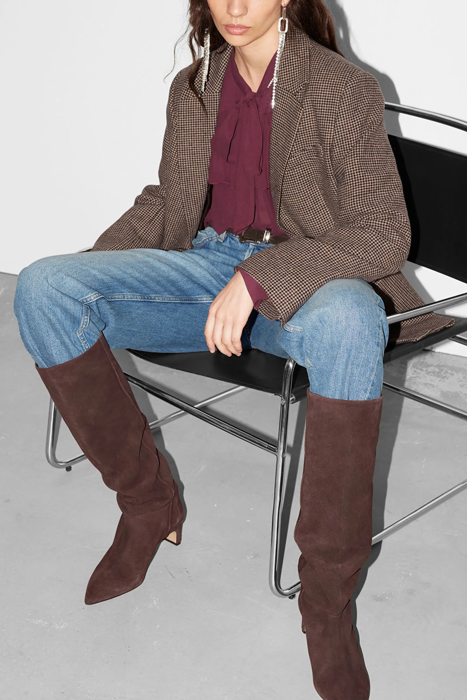 Pointed-Toe Knee-High Boots