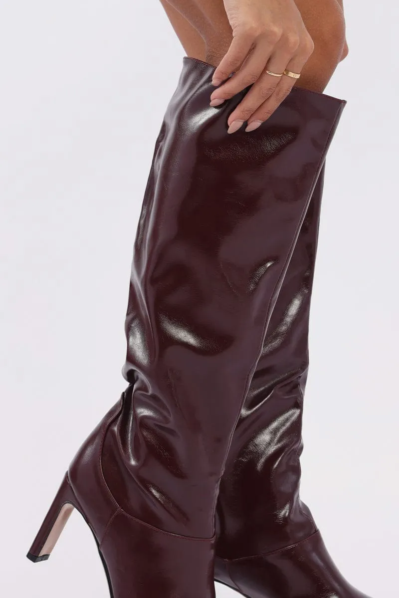 Red Knee High Boots