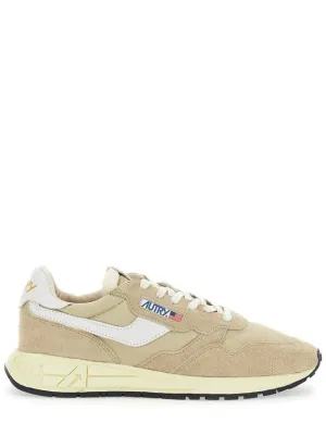 'Reel Wind' Beige Low Top Sneakers With Logo Detail In Suede Man