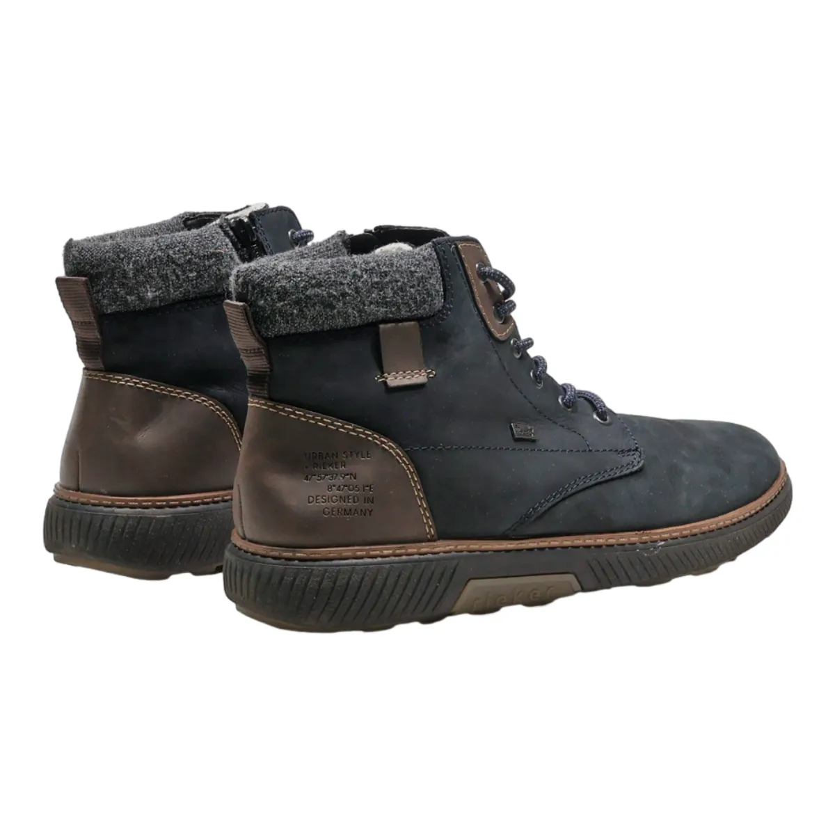 RIEKER Chukka Boots Black Leather Mens UK 10.5