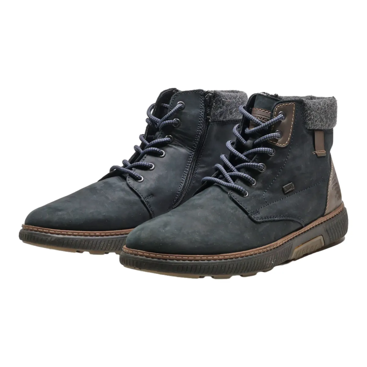 RIEKER Chukka Boots Black Leather Mens UK 10.5