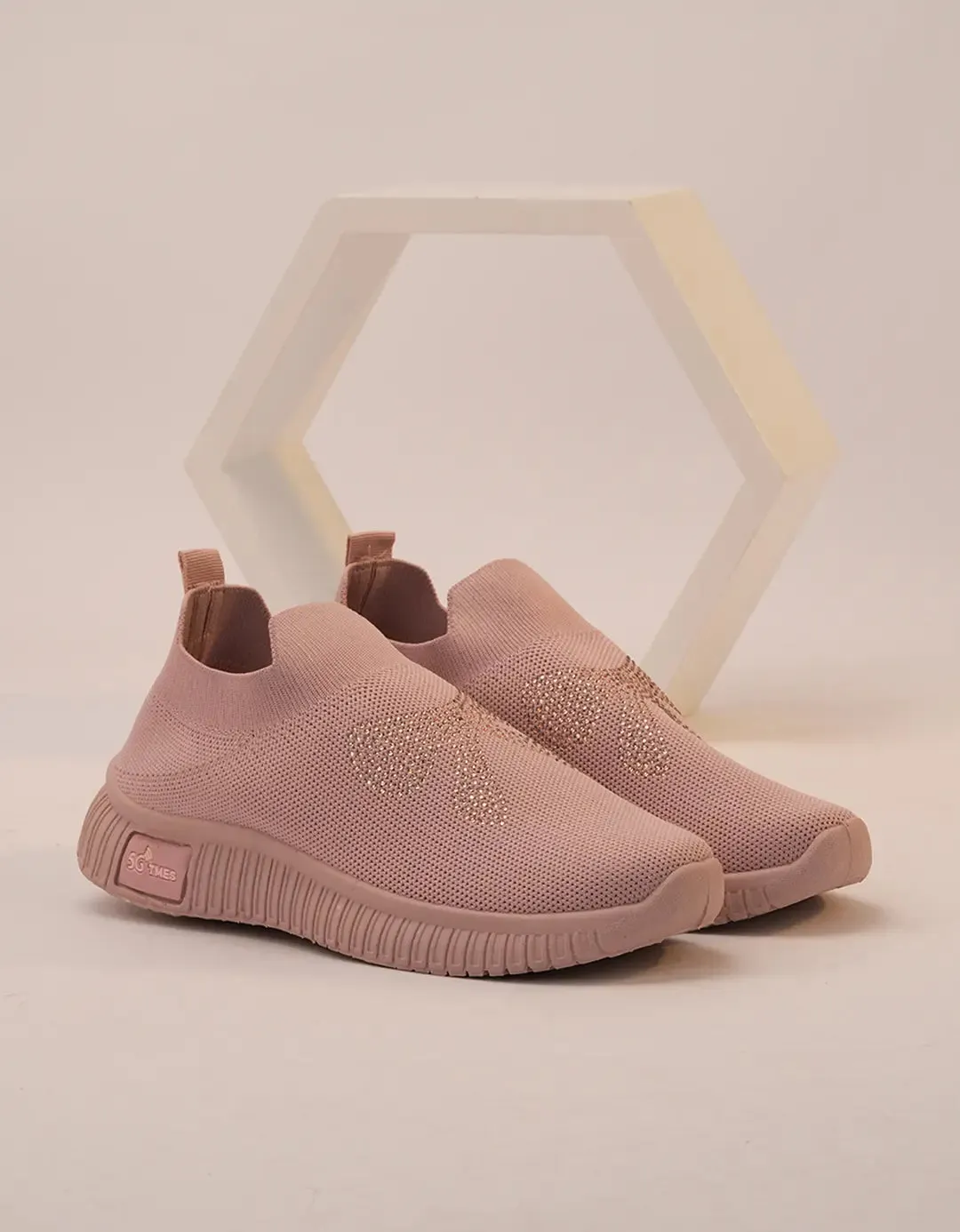 Rosy Comfort Knit Sneakers - Blush Pink